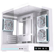 Cloud M DGT 3AF Arctic EN49644 (WH,MATX,U3+U2,2PCS TG,Side ARGB,2PCS J22A PWM WH Reverse & 1PC J22A PWM WH,ARGB PCB,Digital LCD)
