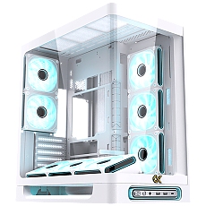 Heaven Air Arctic EN49606 (WH,U3x2+Type C,Curved TG,6PCS J20A PWM WH Reverse & 2PCS J20A PWM WH,ARGB & PWM Remote Control Box)