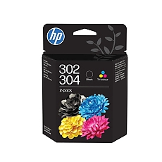 HP 302/304 Tri-color/Black Ink Cartridge 2-Pk
