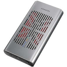 EEM2-20GD USB-C 20Gbps Dual M.2 NVMe SSD CLONE MASTER Enclosure. External USB-C 20Gbps metal box for two M.2 NVMe SSD disks with cloning functionality.