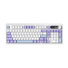 Ajazz геймърска механична клавиатура Wireless Gaming Mechanical Keyboard AK980 V2 - Gift Switch [Linear] (English US), Purple, White, Blue
