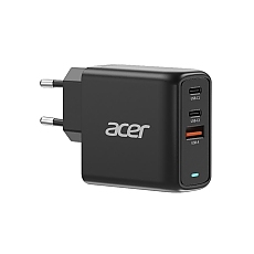Acer Power Adapter 67W PD GaN Charger, 2 x USB C and 1 x USB A, EU Plug, 100W USB-C cable, Black (Retail Pack)
