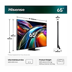 Hisense 65" UR9S, 4K Ultra HD 3840x2160, RGB Mini Led , DLED, Quantum Dot, 180Hz, IPS, HDR 10+, HLG, Dolby Vision IQ, Dolby Atmos, Smart TV,Light Sensor,WiFi 6eGHz, WiFi Direct, BT,2x15 W + 2x10 W + 20 W + 2x10W, Anyview Cast, 3xHDMI, 2xUSB, LAN, CI+, DV Hisense 65" UR9S, 4K Ultra HD 3840x2160, RGB Mini Led , DLED, Quantum Dot, 180Hz, IPS, HDR 10+, HLG, Dolby Vision IQ, Dolby Atmos, Smart TV,Light Sensor,WiFi 6eGHz, WiFi Direct, BT,2x15 W + 2x10 W + 20 W + 2x10W, Anyview Cast, 3xHDMI, 2xUSB, LAN, CI+, DV