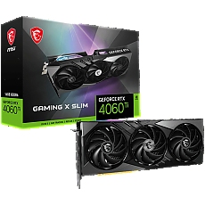 MSI Video Card Nvidia GeForce RTX 4060 Ti GAMING X SLIM 16G, 16GB GDDR6X, 128-bit, 2670 MHz Boost, 4352 CUDA Cores, PCIe 4.0, 3x DP 1.4a, HDMI 2.1a, RAY TRACING, Triple Fan, 550W Recommended PSU, 3Y
