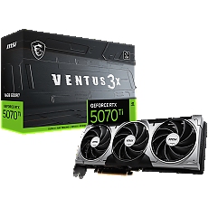 MSI Video Card Nvidia GeForce RTX 5070 TI 16G VENTUS 3X, 16GB GDDR7, 256bit, Effective Memory Clock: 28000MHz, Boost: 2452 MHz, 8960 CUDA Cores, PCIe 5.0, 3x DP 2.1b, HDMI 2.1b, RAY TRACING, Triple Fan, 1x16pin, 750W Recommended PSU, 3Y