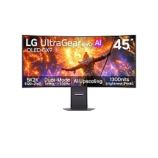 LG 45GX950B-B, 44.5" UltraGear evo OLED, MLA+,0.03 ms, QHD 5K2K (5120x1440), Dual-Mode (5K2K 165Hz ? QHD 330Hz),275 cd/m2,1500000:1,NVIDIA G-Sync,AMD FreeSYnc,USB Type-C,PD 90W,HDR 400,HDMI, DP, 2x7W,PIP,PBP,Tilt,Height,Swivel, Black