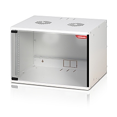 Formrack 19" Wall Mounted rack 7U SOHO 512/400mm, height: 358mm, loading capacity: 50kg., tempered glass door, 19" front rails