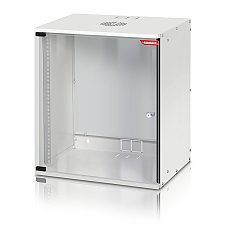 Formrack 19" Wall Mounted rack 12U SOHO 512/400mm, height: 582mm, loading capacity: 50kg., tempered glass door, 19" front rails