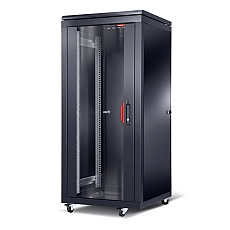 Formrack 19" Free standing rack 26U 600/600mm, height: 1384 mm, loading capacity: 600 kg, front tempered glass door, openable locking sides and back (does not include castor/feet group)