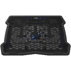 CANYON NS02, Cooling stand single fan with 2x2.0 USB hub, support up to 10”-15.6” laptop, ABS plastic and iron, Fans dimension:125*125*15mm(1pc), DC 5V, fan speed: 800-1000RPM, size:340*265*30mm, 406g