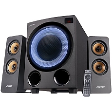 F&D F770X 2.1 Multimedia Speakers, 76W RMS, 4x2.5'' Satellites + 5.25'' Subwoofer, BT 5.0/Optical/AUX/USB/FM/Multi-color LED/LED Display/Remote Control/Wooden/Black F&D F770X 2.1 Multimedia Speakers, 76W RMS, 4x2.5'' Satellites + 5.25'' Subwoofer, BT 5.0/Optical/AUX/USB/FM/Multi-color LED/LED Display/Remote Control/Wooden/Black