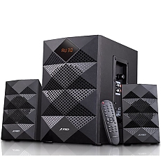 F&D A180X 2.1 Multimedia Speakers, 42W RMS (14Wx2+14W), 2x3'' Satellites + 5.25'' Subwoofer, BT 5.0/AUX/USB/FM/LED Display/Remote Control/Wooden/Black