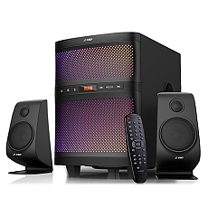 F&D F580X 2.1 Multimedia Speakers, 70W RMS (17.5Wx2+35W), 2x1''Tweeter + 2x3'' Satellites + 8'' Subwoofer, BT 4.2/AUX/USB/FM/SD card reader/Multi-color LED/LED Display/Remote Control/Black F&D F580X 2.1 Multimedia Speakers, 70W RMS (17.5Wx2+35W), 2x1''Tweeter + 2x3'' Satellites + 8'' Subwoofer, BT 4.2/AUX/USB/FM/SD card reader/Multi-color LED/LED Display/Remote Control/Black