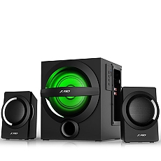 F&D A140X 2.1 Multimedia Speakers, 37W RMS (12Wx2+13W), 2x3'' Satellites + 4'' Subwoofer, BT 5.0/AUX/USB/FM/Multi-color LED/Remote Control/Wooden/Black F&D A140X 2.1 Multimedia Speakers, 37W RMS (12Wx2+13W), 2x3'' Satellites + 4'' Subwoofer, BT 5.0/AUX/USB/FM/Multi-color LED/Remote Control/Wooden/Black