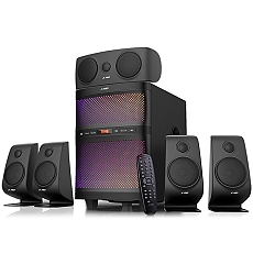 F&D F5060X 5.1 Multimedia Speakers, 135W RMS (15Wx5+60W), 5x1'' Tweeter + 5x3'' Satellites + 8'' Subwoofer, BT 5.0/AUX/USB/FM/SD card reader/Multi-color LED/LED Display/Remote Control/Wooden/Black F&D F5060X 5.1 Multimedia Speakers, 135W RMS (15Wx5+60W), 5x1'' Tweeter + 5x3'' Satellites + 8'' Subwoofer, BT 5.0/AUX/USB/FM/SD card reader/Multi-color LED/LED Display/Remote Control/Wooden/Black
