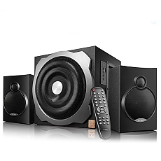 F&D A521X 2.1 Multimedia Speakers, 52W RMS (16Wx2+20W), 2x4'' Satellites + 6.5'' Subwoofer, BT 4.0/AUX/USB/FM/Remote Control/Wooden/Black F&D A521X 2.1 Multimedia Speakers, 52W RMS (16Wx2+20W), 2x4'' Satellites + 6.5'' Subwoofer, BT 4.0/AUX/USB/FM/Remote Control/Wooden/Black