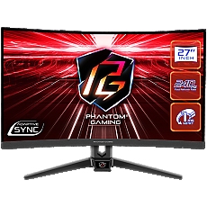 Asrock Curved Gaming Monitor, 27" FHD(1920x1080) 1500 VA, AG, 240 Hz, 113% sRGB, 16:9, 3000:1, 300 cd/m², 178º/178º, 1ms (MPRT), Flicker-free, Swivel, Tiltt Adjustment, 2x 2W Speakers, 2x HDMI 2.0, 1x DP 1.2, 1x Audio Jack (3.5mm), 3Y