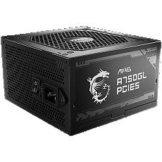 MSI MAG A750GL PCIE5, 750W, 80 Plus Gold, ATX Form Factor, 100~240 Vac Input Voltage, 47Hz ~ 63Hz Input Frequency, 120 mm Fan, 140 x 150 x 86mm, Active PFC, OCP, OVP, OPP, OTP, SCP, UVP, ATX, 2xEPS, 4XPCi-E, 8xSATA, 4xMOLEX, 1xFDD, 7Y