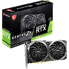 MSI Video Card NVidia GeForce RTX 3060 VENTUS 2X 12G, 12GB GDDR6, 192-bit, 360 GB/s, 15 Gbps Effective Memory Clock, 1777 MHz Boost, 3584 CUDA Cores, PCIe 4.0, 3x DisplayPort 1.4a, HDMI 2.1, RAY TRACING, Dual Fan, 550W Recommended PSU, Metal Backplate, 3Y