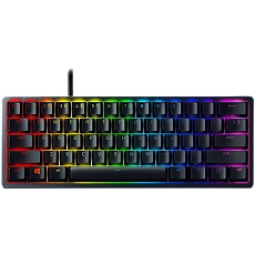 Razer Huntsman Mini - Clicky Optical (Purple Switch) - US - Black, Gaming Keyboard, Razer™ Optical Switches, size 60%, RGB Chroma, Doubleshot PBT Keycaps With Side-Printed Secondary Functions, Standard Bottom Row Layout, Fully programmable keys with on-th
