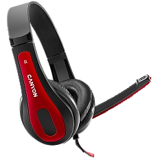 CANYON PC headset HSC-1 PC Mic Flat 2m Black Red