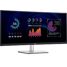 Dell P3424WE, 34" Curved, WQHD AG, IPS, 21:9, 5ms, 1000:1, 300 cd/m2, (3440x1440 ), 99% sRGB, HDMI, DP, USB-C PD of up to 90W, USB 3.2 hub, KVM ports, RJ45, ComfortView Plus, Height Adjustable, Swivel, Tilt, Black