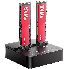 ADSA-M2C22L USB-C 20Gbps docking station for 2 x M.2 NVMe SSD with disk cloning function without PC ADSA-M2C22L USB-C 20Gbps docking station for 2 x M.2 NVMe SSD with disk cloning function without PC
