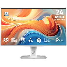 MSI PRO MP243W E14 Professional Business Monitor, 23.8" 144Hz, FHD (1920x1080) 16:9, IPS Anti-glare, 1ms, 300nits, 1500:1, 178/178, Adaptive-Sync, HDR Ready, Tilt, Speakers, 1x DP, 1x HDMI, 1x Headphone out, White, 3Y Warranty