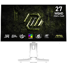 MSI MAG 274QRFW X32 Gaming Monitor, 27" 320Hz, WQHD (2560x1440) 16:9, Rapid IPS Anti-glare, 0.5ms, 300nits, 1000:1, 178/178, G-SYNC Compatible, AMD FreeSync Premium, DisplayHDR 400, Adj. Stand, 1x DP, 2x HDMI, 1x Headphone out, White, 3Y