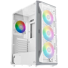 Xigmatek Gaming X Arctic EN46737, White Chassis, ATX/M-ATX/Mini ITX, U3x1+U2x2, Metal FP & Left TG, 4PCS X24A Arctic Fan & LED Switch ARGB Fan PCB