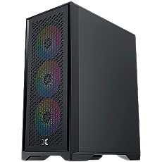 Xigmatek LUX S EN48281, Black, ATX/M-ATX/Mini ITX, U3x1+U2x2, Metal Vents FP & Left TG, 4PCS X24A Fan & Galaxy II Fan Control Kit)