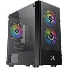 Xigmatek Oreo Black EN47758, M-ATX, USB3.0x1+USB2.0x2, Meshed Grill FP, Left TG, 3PCS X24F Fixed RGB Fan